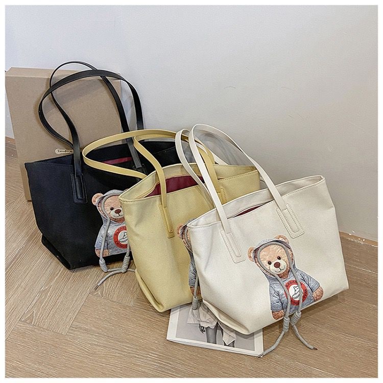 BQ 3352 RISCE TAS TOTE GAMBAR BEAR IMPORT WANITA CEWEK PEREMPUAN JAKARTA BATAM EL 5876