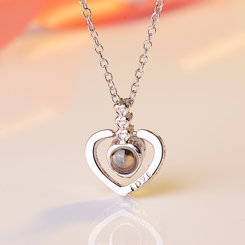 [Ready Stock]Fashion 925 Silver Plated Elegant Heart-Shaped Pendant Clavicle Chain