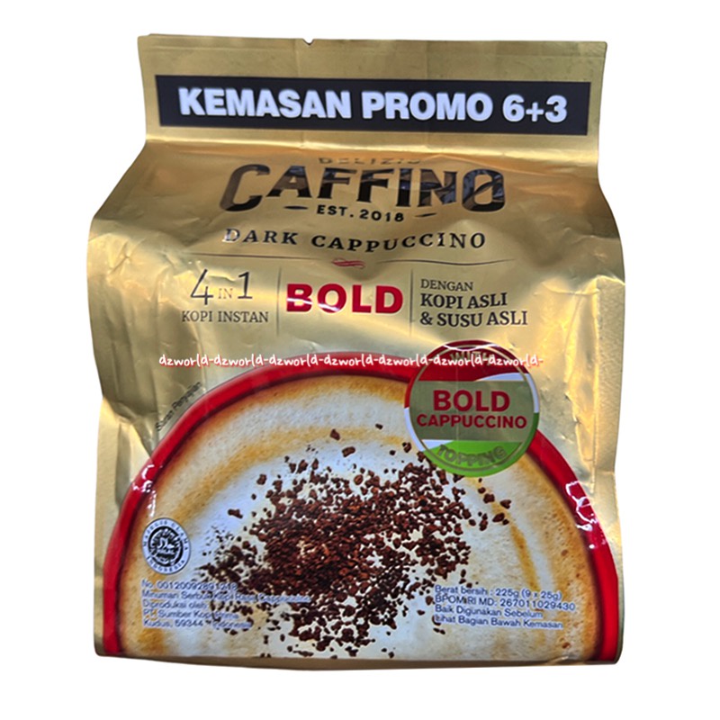 Delizio Caffino Dark Cappucino Bold 6sachet 4in1 Kopi Instan Kapucino Dengan Topping Grande Kopi Asli Susu Asli Delisio Cafino Kapucino