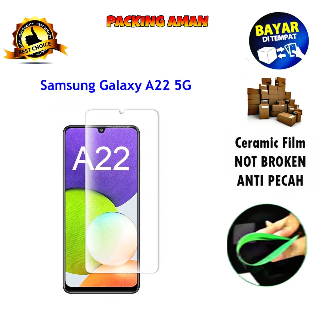 Tempered Glass Samsung Galaxy A22 5G FULL COVER FULL SCREEN Ceramic Film Anti Gores