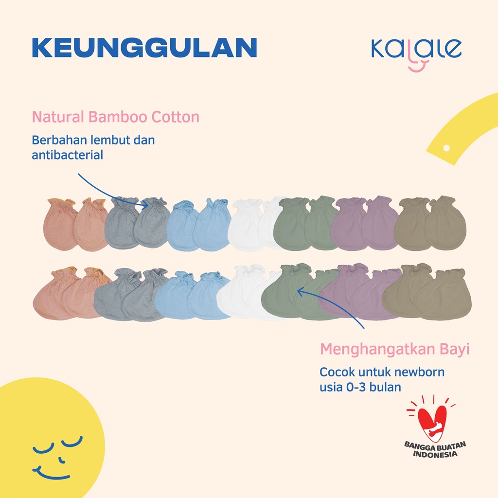 Kalale Baby Newborn Mitten &amp; Booties - Sarung Tangan Kaki Bayi Baru Lahir Warna Polos