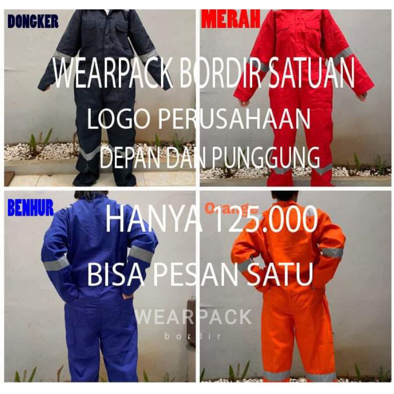 WEARPACK BORDIR SATUAN BONUS BORDIR DEPAN DAN PUNGGUNG wearpack safety WEARPACK COVERALL