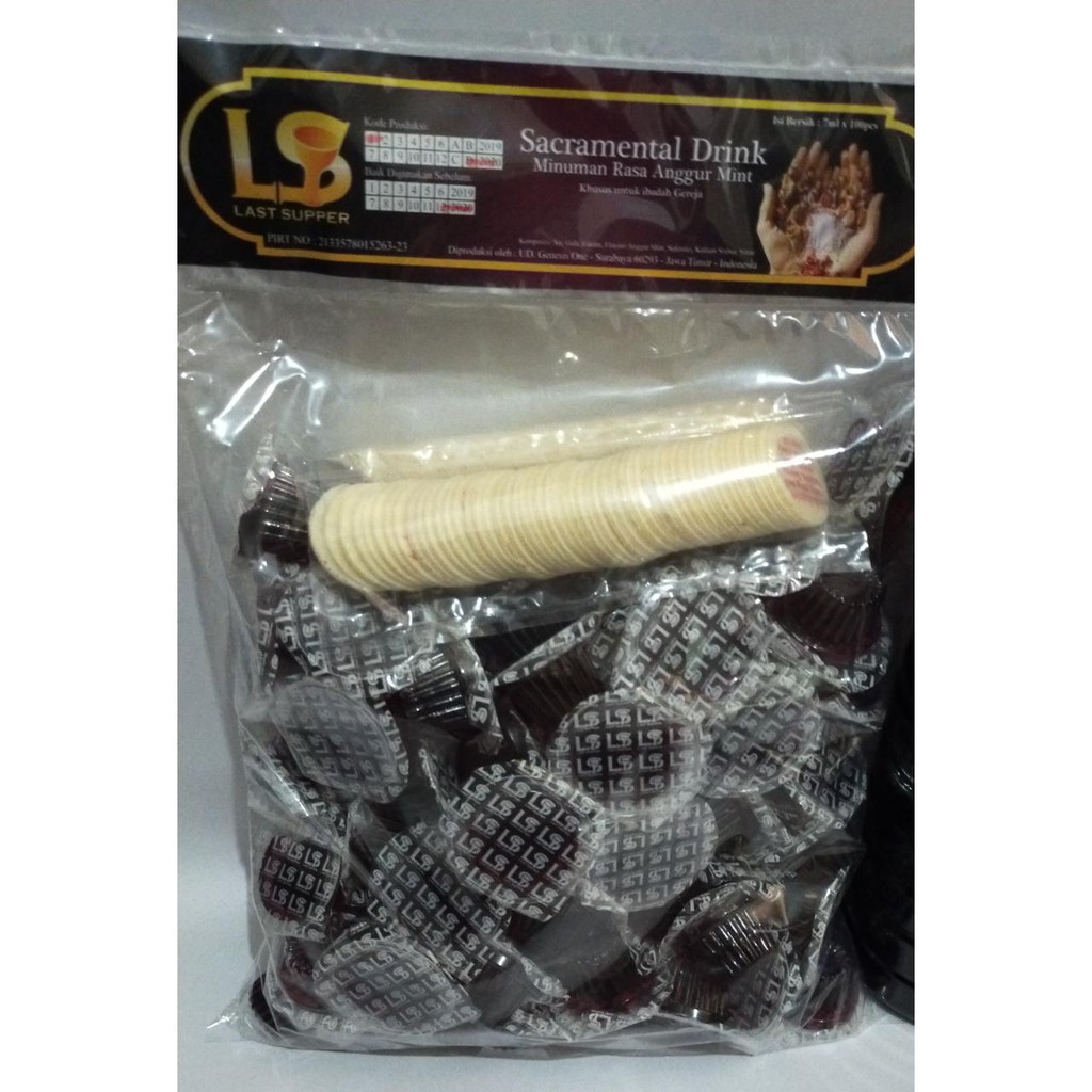 Minuman Anggur Mint Perjamuan Cup + Hosti Ayat (isi 100pcs)