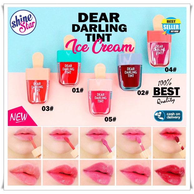 SHINE STAR - Liptin Dear Darling Tint - Dear Darling Water Gel Tint Ice Cream LIPTINT MATTE LIP TINT (1 Pcs)