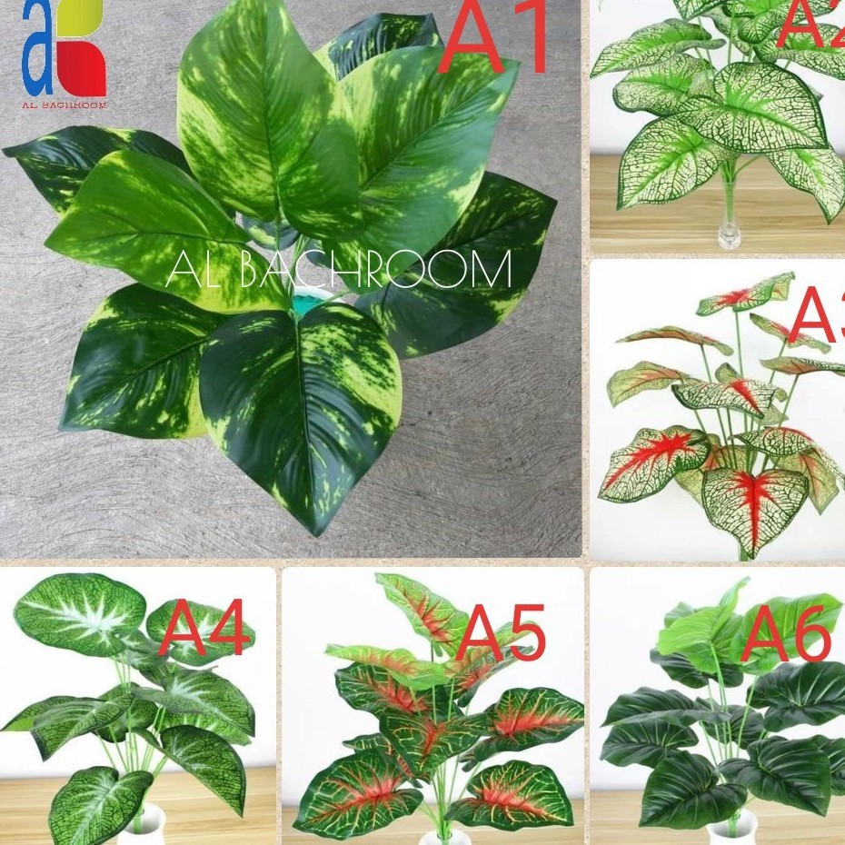 TANAMAN KELADI PLASTIK DAUN LATEX B8181 HIAS IMPOR T46D9