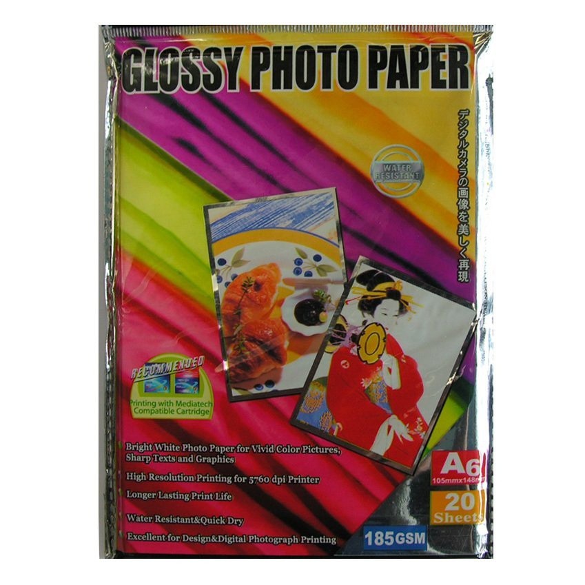 Kertas photo kertas foto  Digital Glossy Photo Paper A6 185gsm - 20 sheet  - 31010