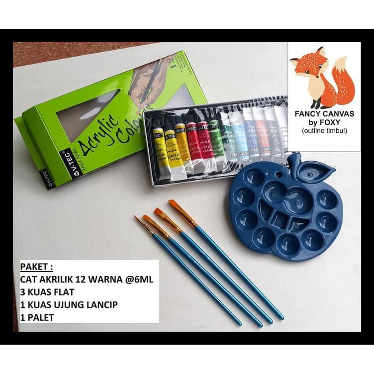 

BANTING HARGA PAKET 2 : CAT 12 WARNA X @6ML + 4 KUAS + 1 PALET PERALATAN MELUKIS TERLARIS DAN MURAH