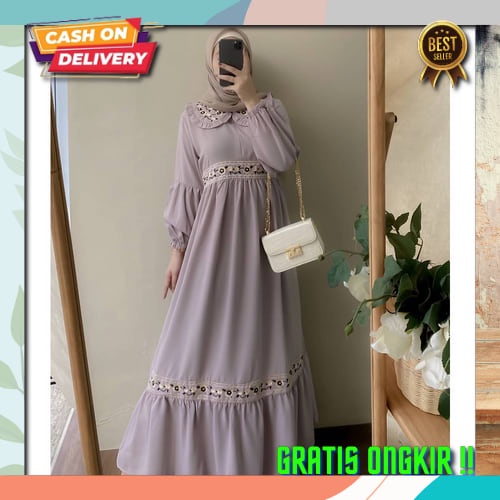 Gamis Fashion Wanita Syar`I Muslimah  Gemis Perempuan Pesta Kondangan Dres Muslimah Sari Fashion Mus