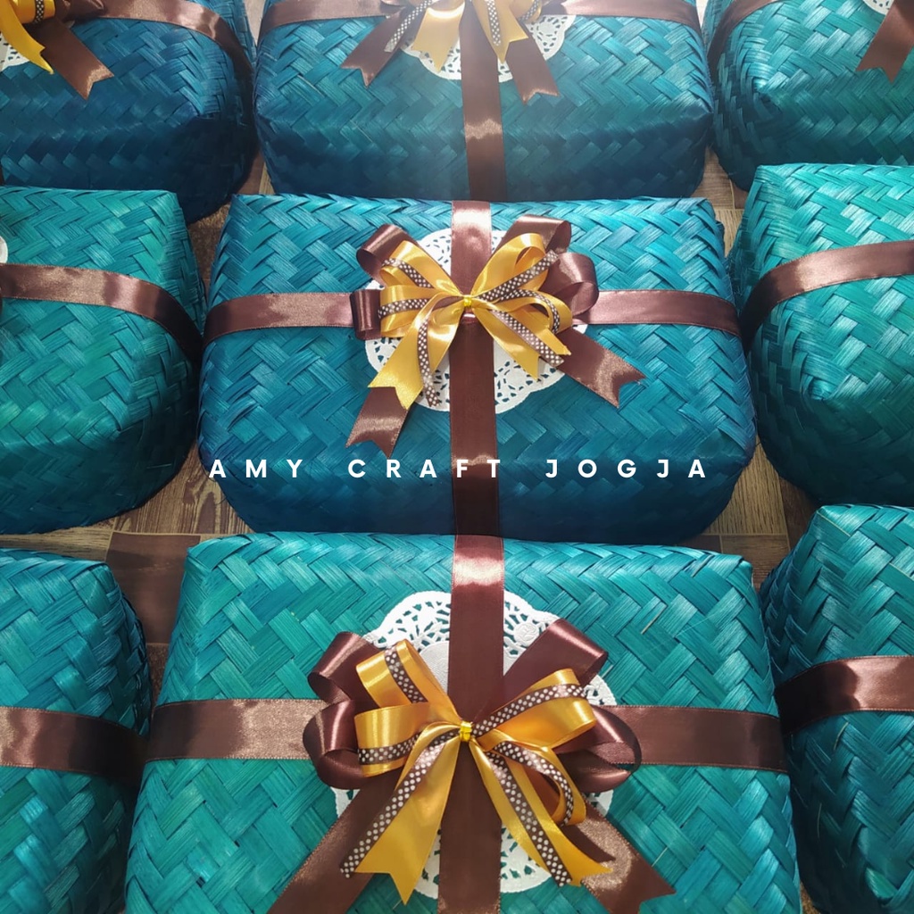 Besek 20 x 30 Warna Hias Pita/Hampers Bambu/Besek Bambu Persegi Panjang/Besek Jumbo Besek Besar Bese