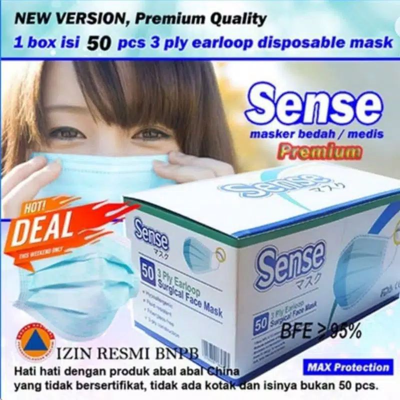 Masker sense 3ply high quality emboss sense