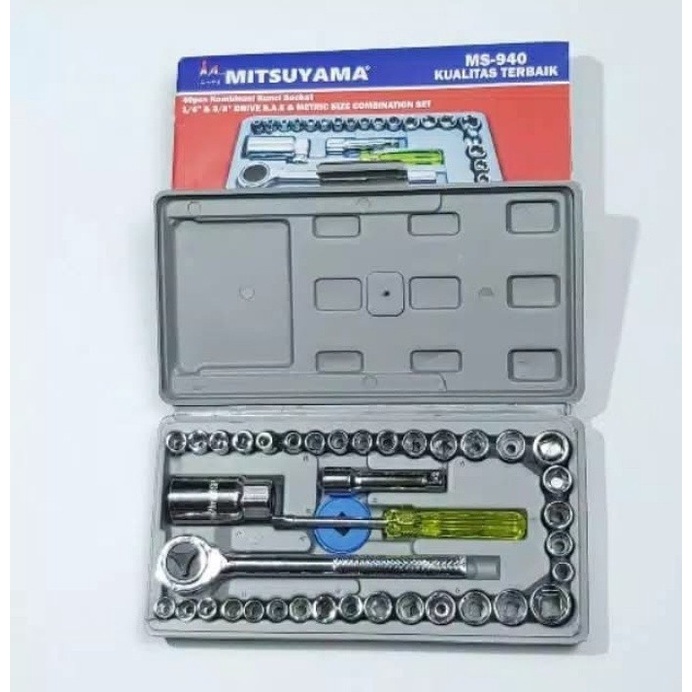 Barangunik2021-Kunci Sok Shock 40 Pcs Kombinasi Tool Set Sock Mitsuyama MS-940