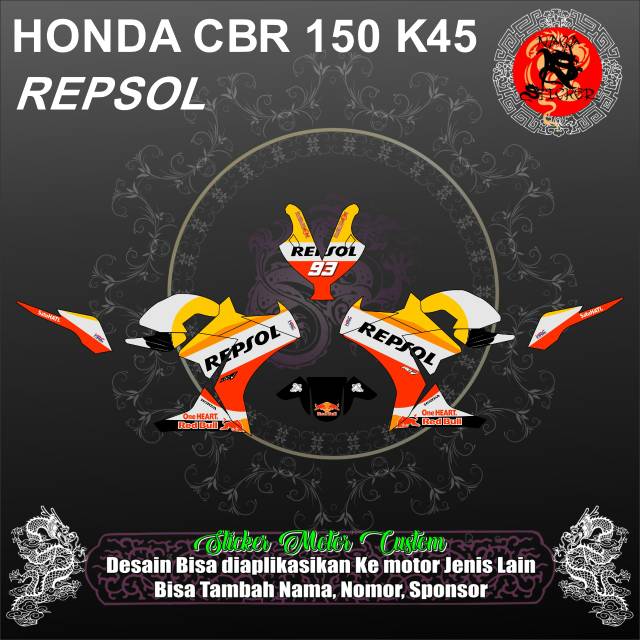 DECAL STICKER HONDA CBR 150 K45 REPSOL
