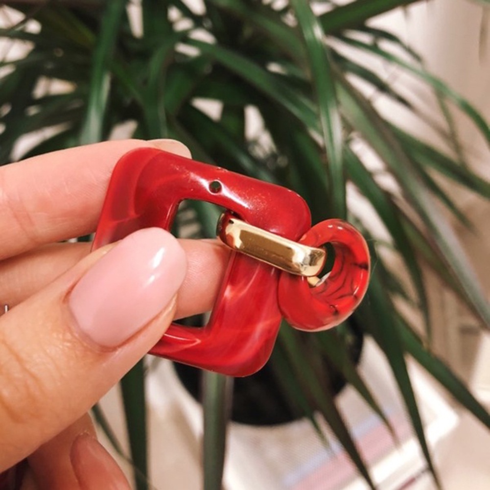 Hu Hu Hu Hu Hu Alat Bantu Pasang Kacamata♡ Anting Tusuk Gantung Statement Bahan Resin Desain Persegi Geometri Untuk Wanita