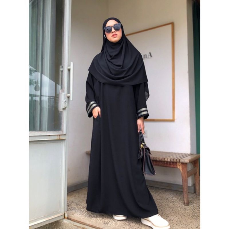 Abaya Gamis Hitam Simple Terbaru Termurah Cantik Elegant