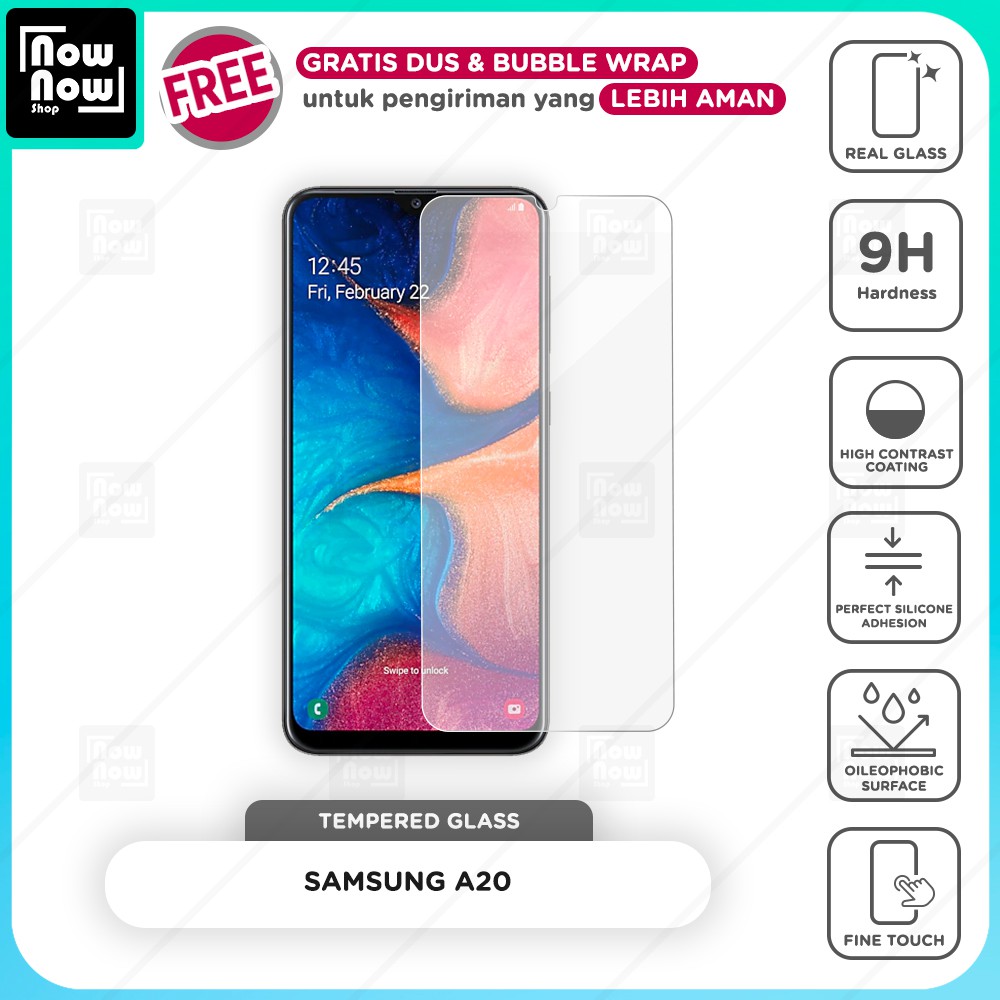 Tempered Glass Anti Gores Samsung A20 Screen Guard Protector 9H Kaca Temperglass