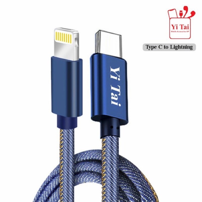 KABEL DATA YI TAI KABEL DATA DENIM TYPE C TO LIGHTNING-BENUA DUNIA