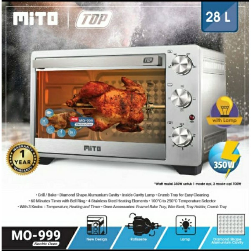 OVEN MITO 28L MO-999 wood series Garansi Resmi Mitochiba