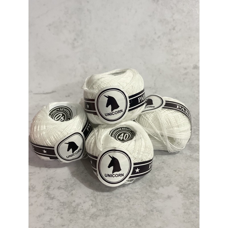 BENANG RAJUT KATUN TAPLAK JALA UNICORN WARNA PUTIH