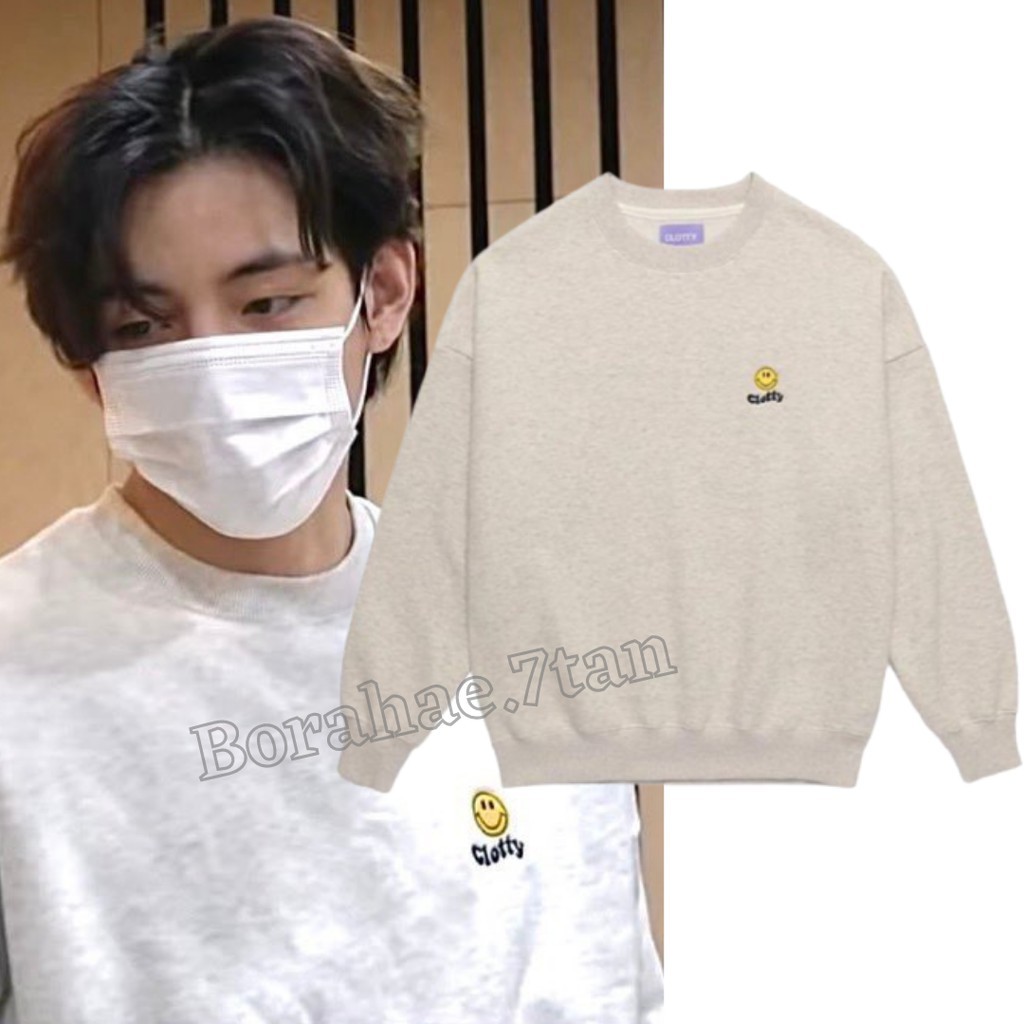 SWEATER BTS TAEHYUNG V Kpop CLOTTY SMILE LOGO LENGAN PANJANG MURAH SWITER ANAK PEREMPUAN