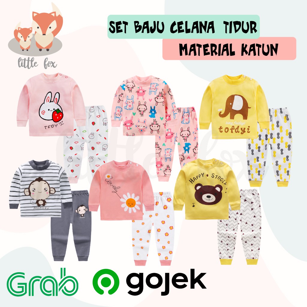 [ IMPORT] SETELAN BAJU CELANA PANJANG BABY / BAYI / PIYAMA ANAK MOTIF KARAKTER MATERIAL 100% KATUN