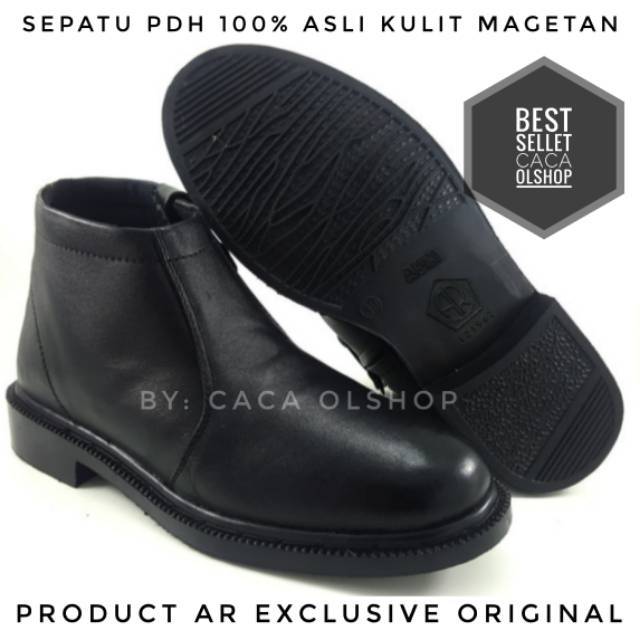 Sepatu PDH AR Exclusive Sleting Hitam Dove 100% Kulit Asli Original TNI POLRI Satpam Security