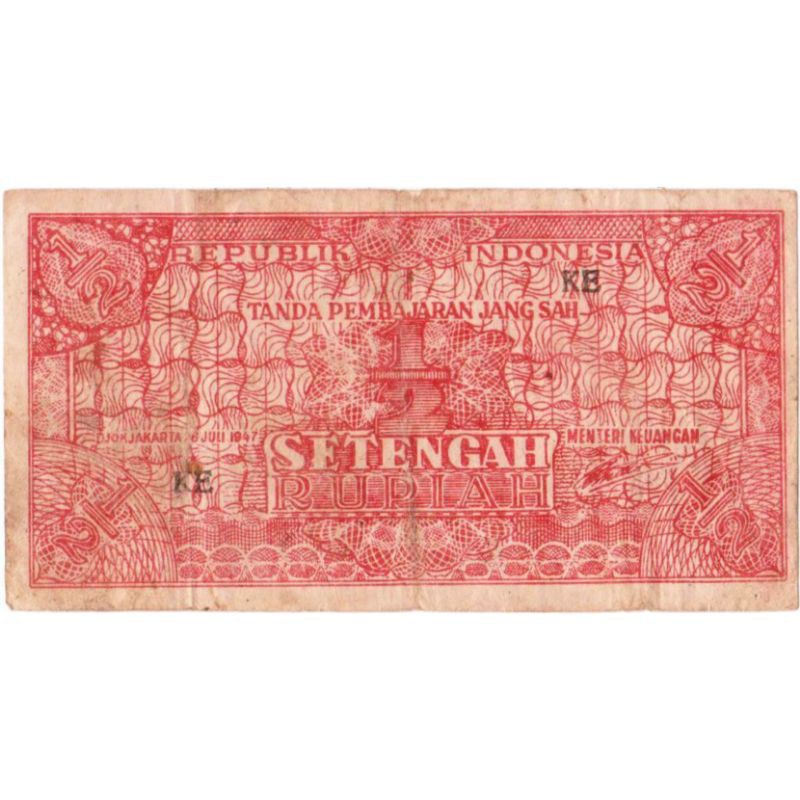 Uang Kuno Lama 1/2 Rupiah ORI Tahun 1947 Rare