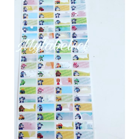 

➬ Label Nama Stiker Waterproof Sticker anti air Mobil Robocar Poli Robo - S ○