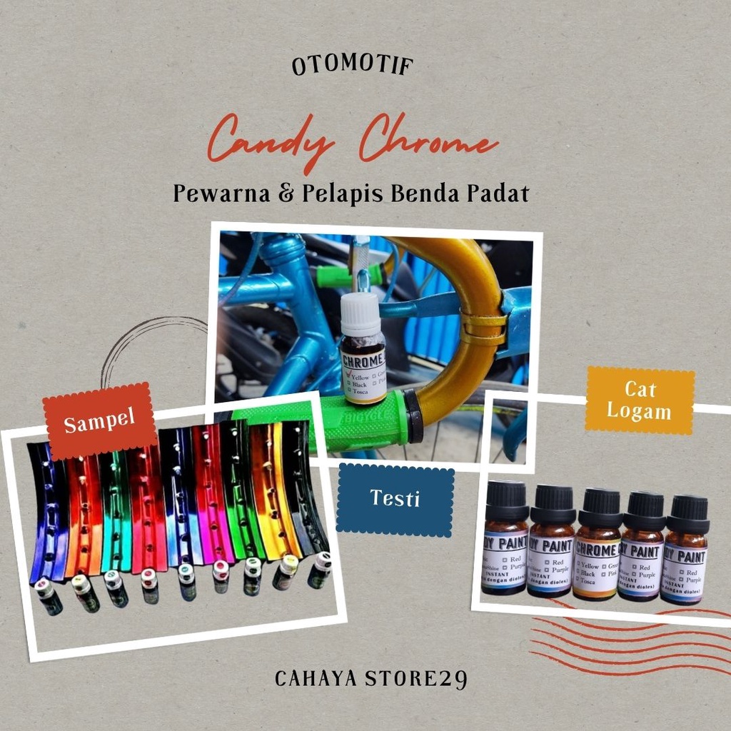 Promo Pewarna Logam Velg Oles Instan CANDY CHROME PAINT - Cat Pelapis Logam Cat Velg Motor Mobil Per
