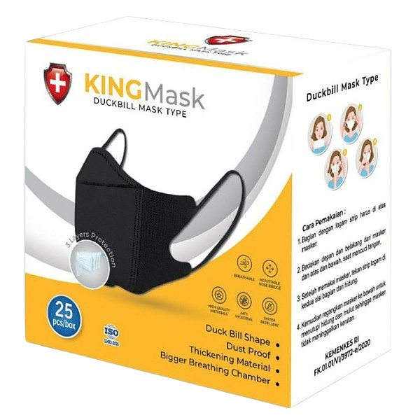 MASKER DUCKBIl KING MASK WHITE / BLACK Isi 25 PCS