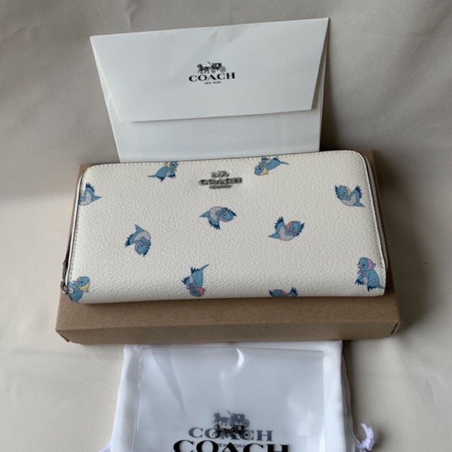 Coach Accordion Zip Wallet With Blue Bird Motif