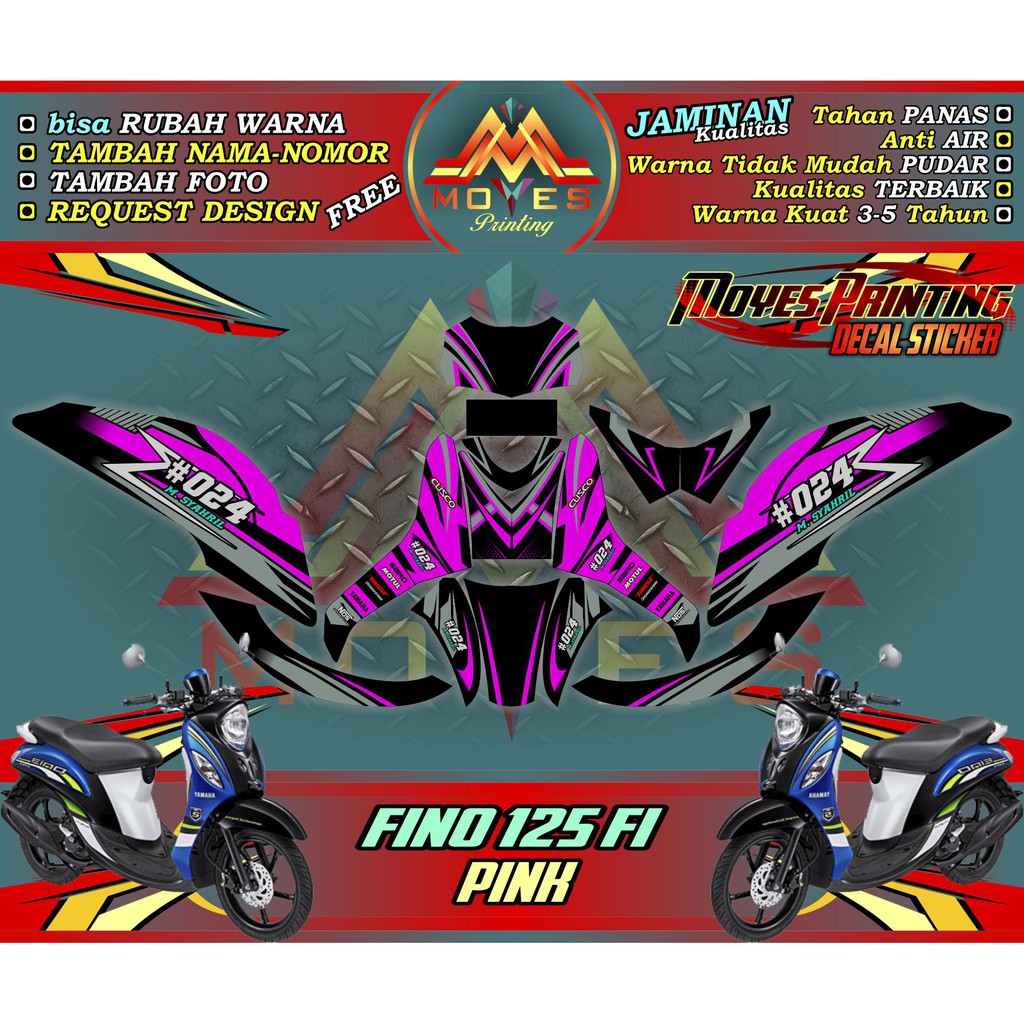 Sticker Motor Yamaha Fino Fi 125 Decal Stiker Full Body Motor Fino 125 Fi Pink Shopee Indonesia