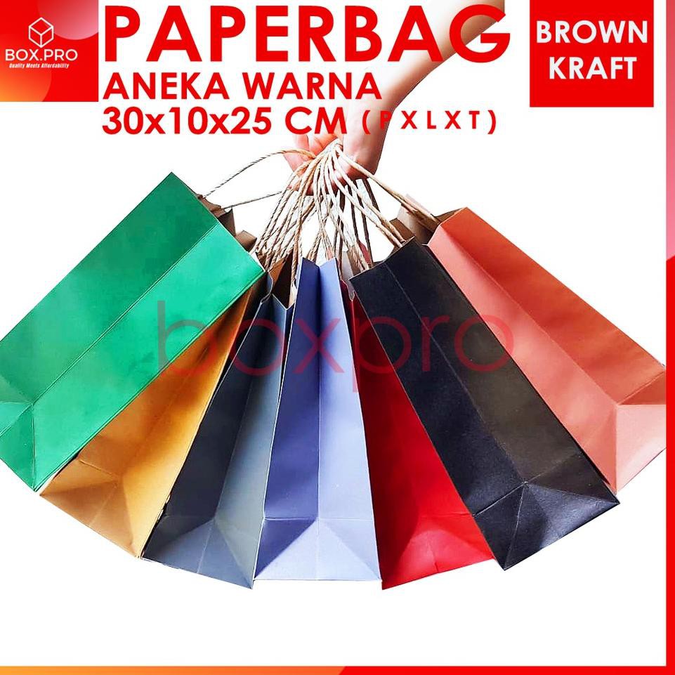 

Terupdate ➝ Paperbag Paper bag kantong kertas tas polos coklat merah biru hitam hijau abu pink 30x10
