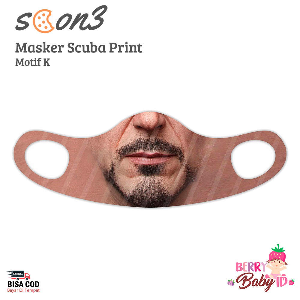 Scon3 Masker Dewasa Scuba Print Karakter Face Mask Berry Mart