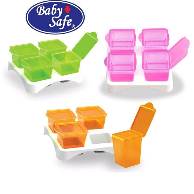 Baby Safe Multi Food Container with tray 50 ml x 4 pcs AP009 Tempat makanan bayi Kotak Mpasi