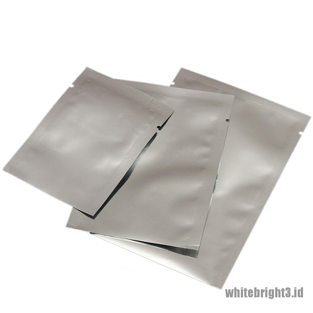 ❤White3 Warna Putih❤ 100pcs Kantong Vacuum Aluminum Foil Warna Silver Untuk Menyimpan Makanan