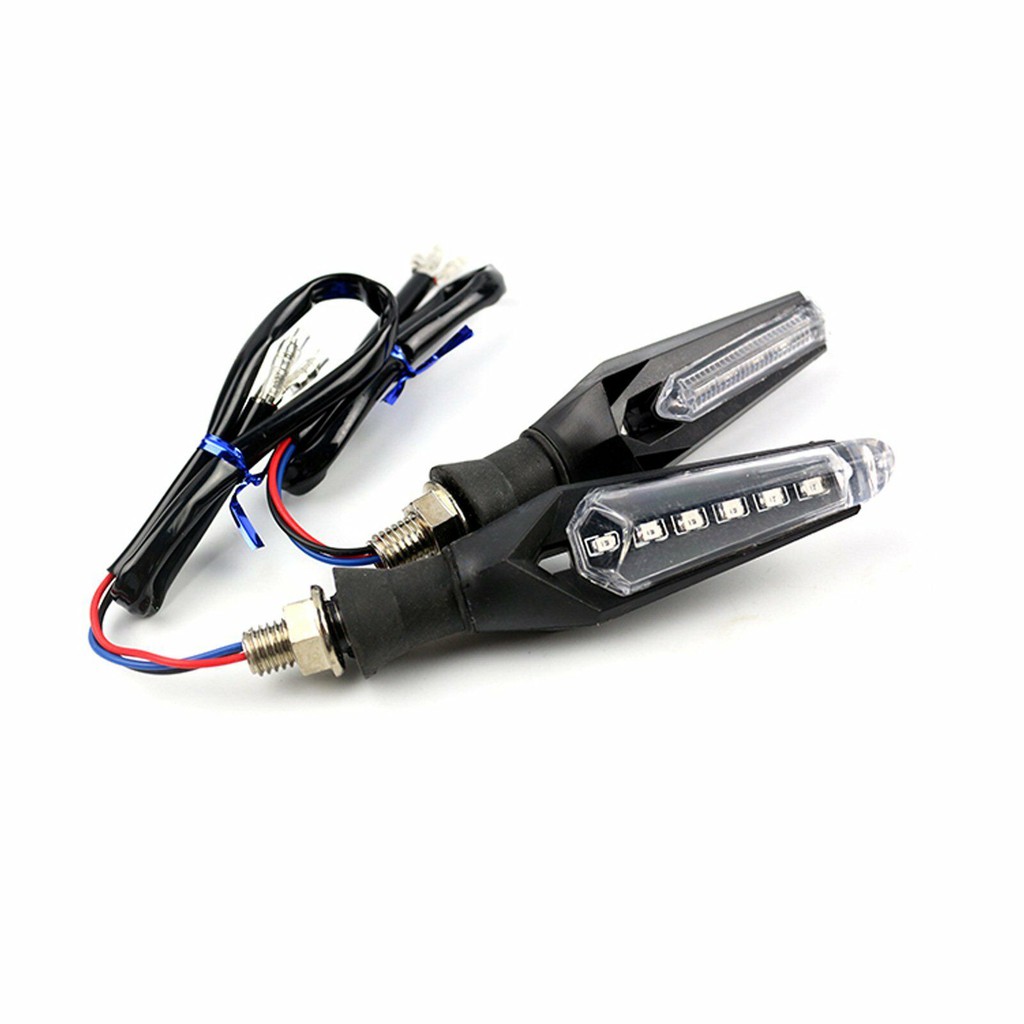 Lampu DRL 6 LED Utama Senja Sein Sen 2 Arah Motor Universal Waterproof Side Blinker Indicator 12V