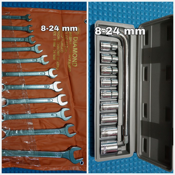 Ring Pas Set 8-24 Mm Dan Kunci Sok 8-24 Mm - Kunci Bengkel