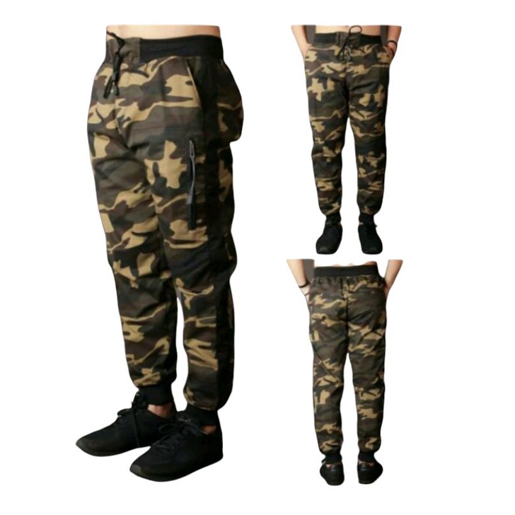 Celana jogger pria camo army loreng