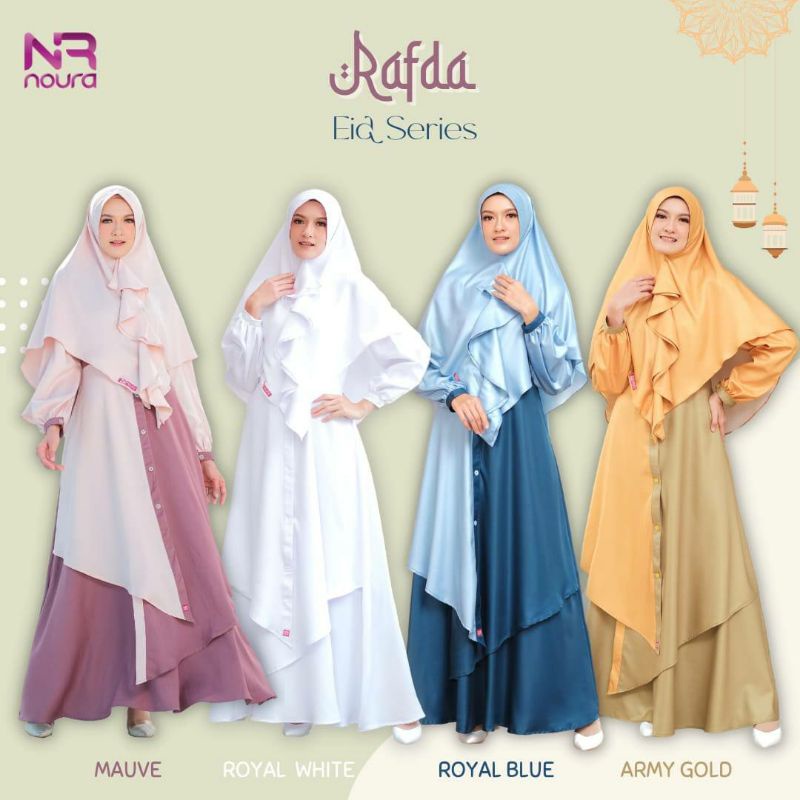 Gamis Rafda Dewasa Eid Series by Noura || Gamis Putih & Warna
