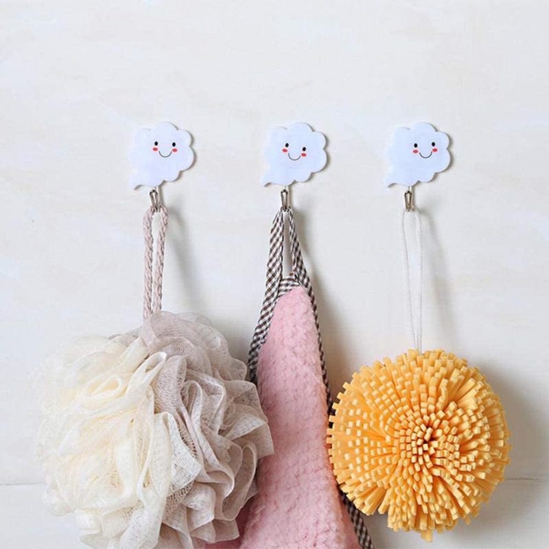 3Pcs Self-adhesive Wall Hanging Door Clouds  Key Towel Hooks for Kitchen，Bathroom