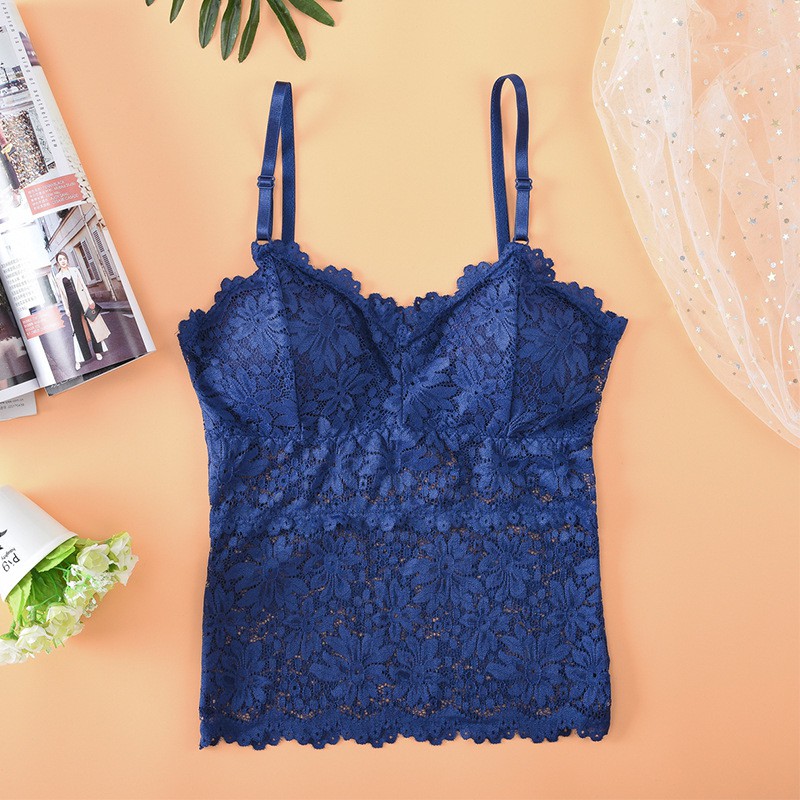 ❣Pinky❣Tanktop import Wanita kamisol padded hiasan renda cantik bh pakaian dalam fashion 1026-8