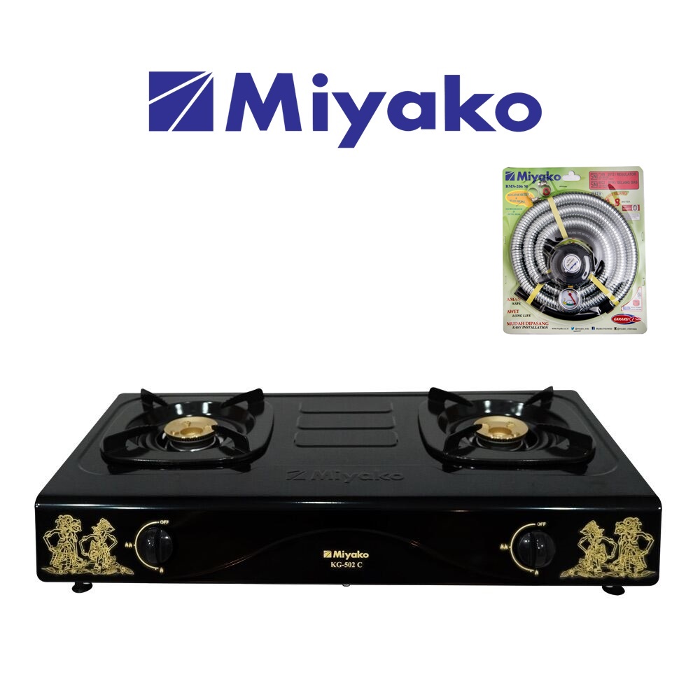 Miyako KG-502C-WYG Kompor Gas 2 Tungku FREE Paket Miyako Selang Gas Meter