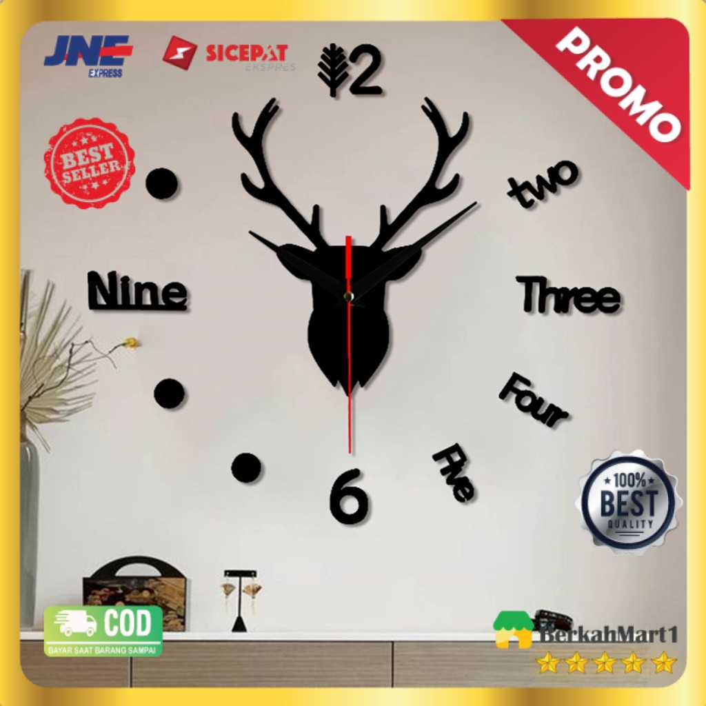 Jam Dinding DIY Quartz Creative Design Model Deer Head - Q8073