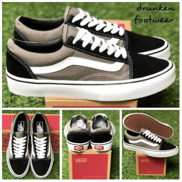 SEPATU VANS OS OLD SKOOL GREY BLACK - ORIGINAL IMPORT - ABU SILVER HITAM PREMIUM OLDSKOOL PRIA