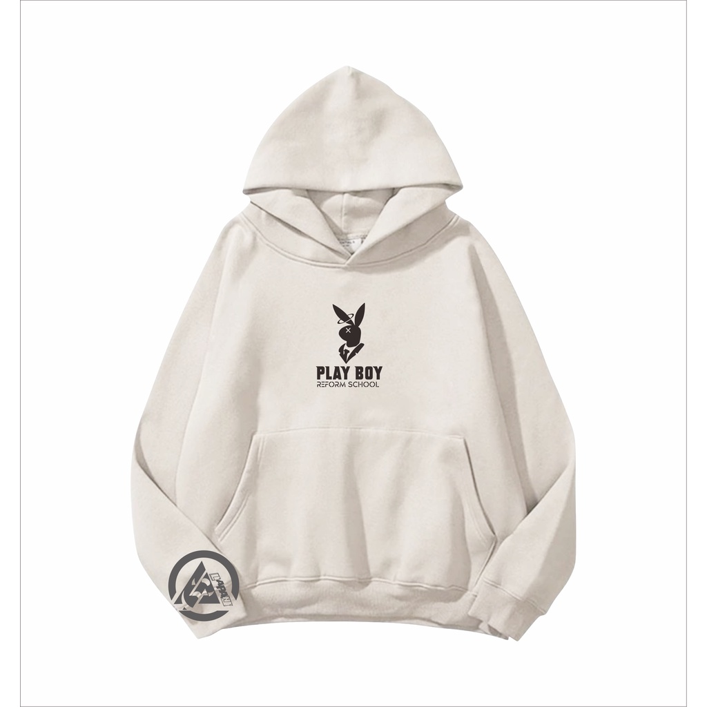Jaket Sweater Hoodie Pria Distro Original Aesthetic Hitam Motif PLAYBOY Fleece Tebal M-XXL Terbaru