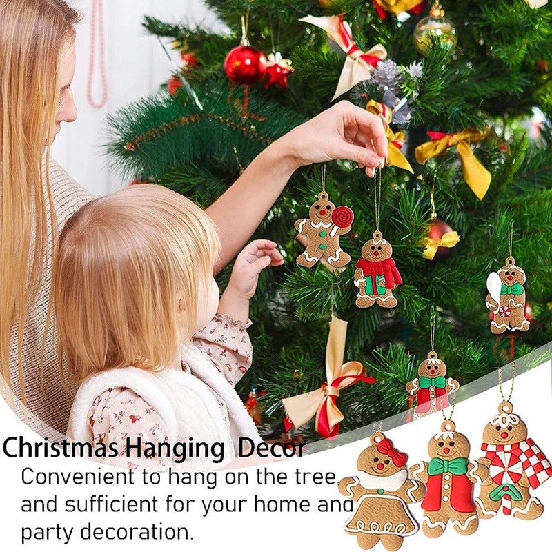 Ornamen Gantung Bentuk Gingerbread Man Bahan PVC Untuk Dekorasi Pohon Natal