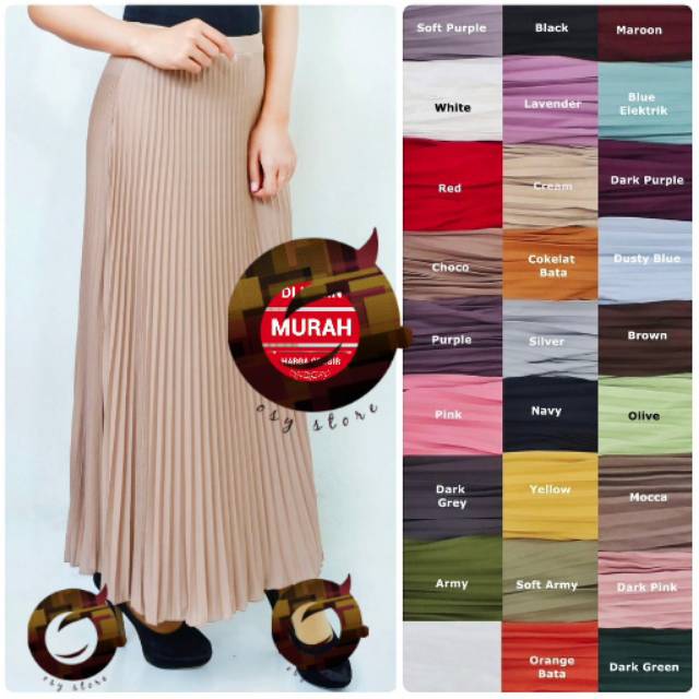 BISA COD 26 WARNA ROK PLISKET PLEATED SKIRT FLARE BISA COD 26 WARNA ROK PLISKET PLEATED SKIRT FLARE