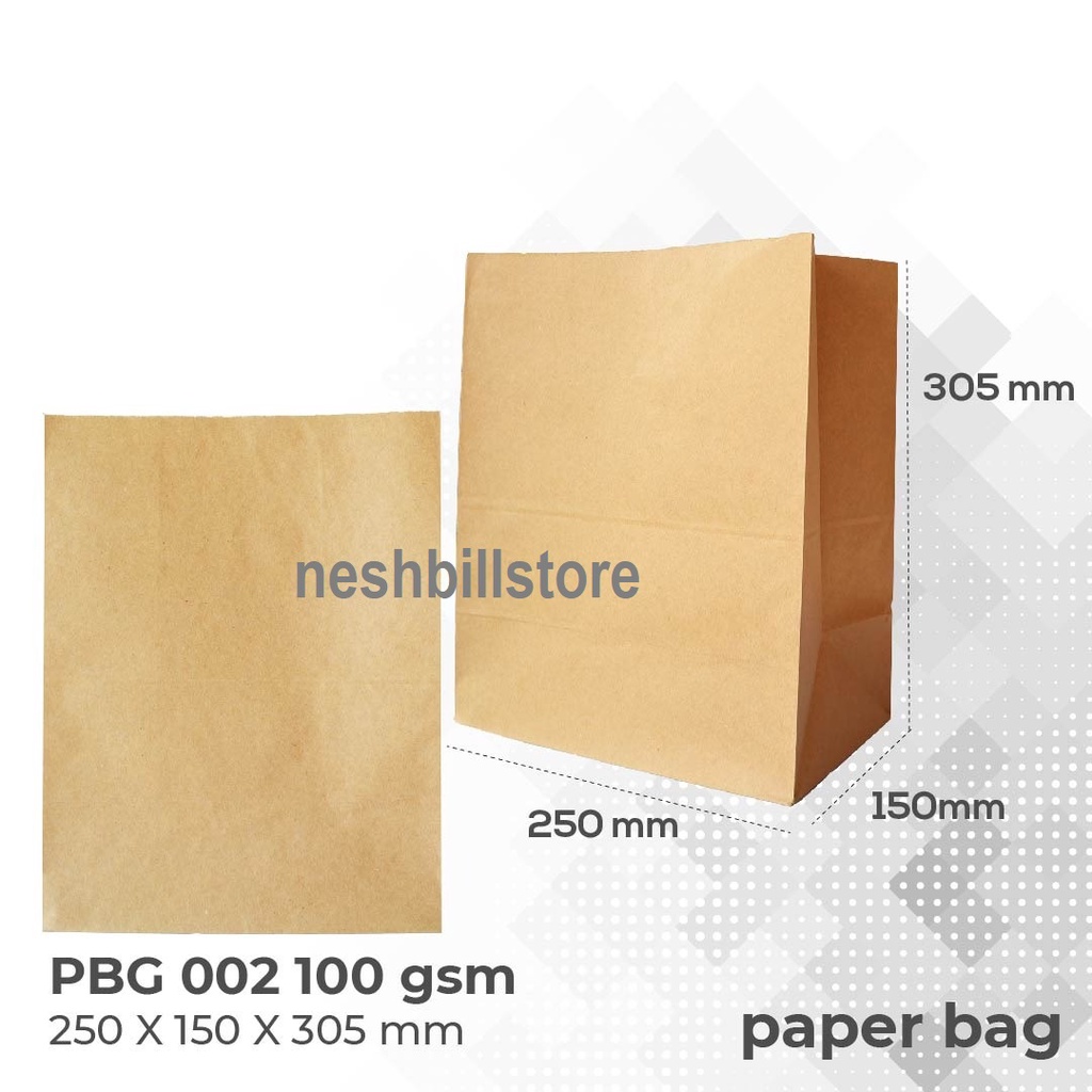 

(MIN 20PC) Paper Bag | Kantong Kertas Coklat Polos Tanpa Tali PBG02 P 25 x L 15 x T 30.5CM