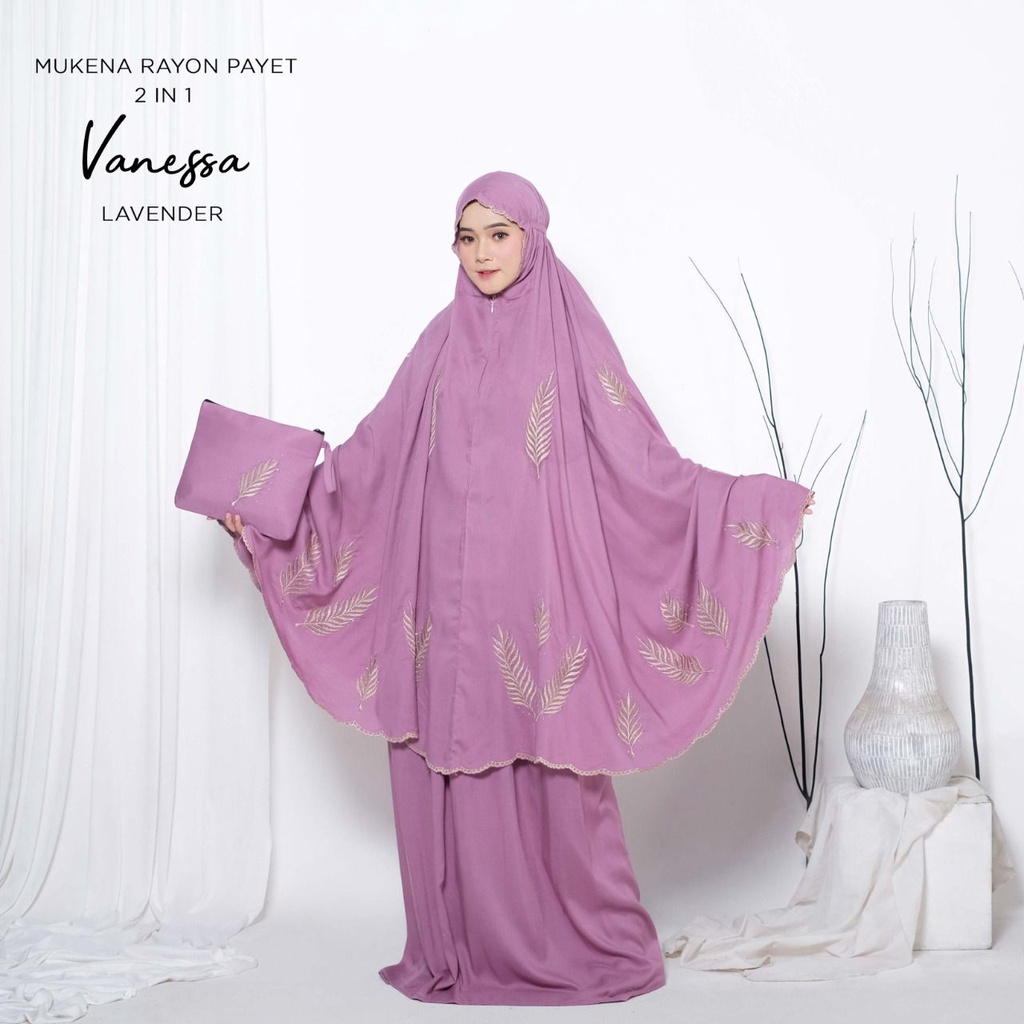 PUSAT MUKENA TASIK - MUKENA RAYON DEWASA PAYET 2 IN 1 VANESSA