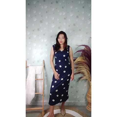 Dress Kerut Panjang Smoken Smoke Panjang Andini Motif Bunga [Bisa Pilih Motif]